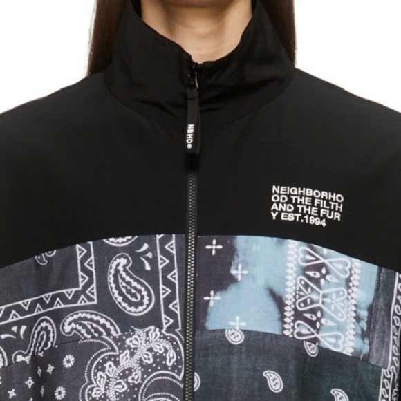 Neighborhood Jacket Bandana Oversized Japan Designer Chopped Track Black Mens - Picture 3 of 15